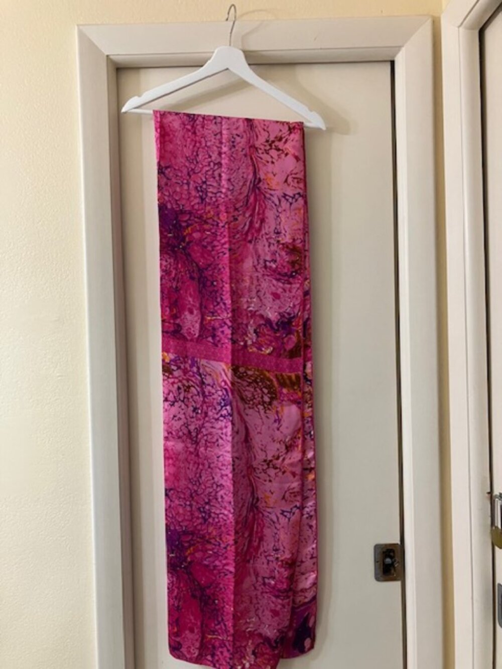 Vintage 80s Nazareno Gabrielli 100% Silk Long Scarf Made in Italy Pink Abstract